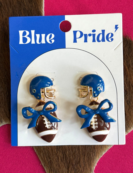 Footballs and blue helmets